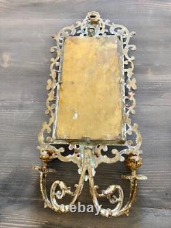 Applique Mural En Bronze Napoléon III, XIX Miroir Bougeoire 40/16 cm