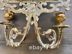 Applique Mural En Bronze Napoléon III, XIX Miroir Bougeoire 40/16 cm
