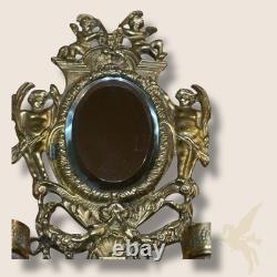 Applique Murale Bougeoir x2 avec Miroir Ovale Style Napoléon III Bronze