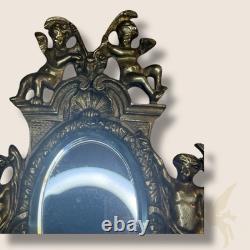 Applique Murale Bougeoir x2 avec Miroir Ovale Style Napoléon III Bronze