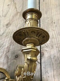 Applique Tête Bachus Dionysos Bronze Doré Napoléon III Ancien Louis XV Lampe