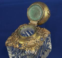 BACCARAT Encrier Cristal & Bronze Style Rocaille Epoque Napoléon III XIXème