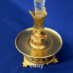 BACCARAT Vase Cornet Bronze Doré Cristal Côtes Torses Napoléon III XIXème Siècle