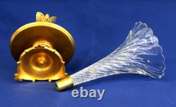 BACCARAT Vase Cornet Bronze Doré Cristal Côtes Torses Napoléon III XIXème Siècle