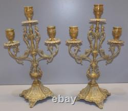 -BELLE & ANCIENNE PAIRE de BOUGEOIRS BRONZE NAPOLEON III à 3 FEUX déco D