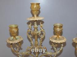 -BELLE & ANCIENNE PAIRE de BOUGEOIRS BRONZE NAPOLEON III à 3 FEUX déco D