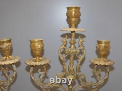 -BELLE & ANCIENNE PAIRE de BOUGEOIRS BRONZE NAPOLEON III à 3 FEUX déco D