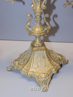 -BELLE & ANCIENNE PAIRE de BOUGEOIRS BRONZE NAPOLEON III à 3 FEUX déco D