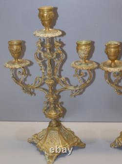 -BELLE & ANCIENNE PAIRE de BOUGEOIRS BRONZE NAPOLEON III à 3 FEUX déco D