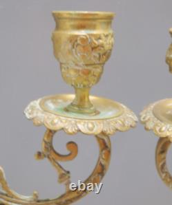 -BELLE & ANCIENNE PAIRE de BOUGEOIRS BRONZE NAPOLEON III à 3 FEUX déco D