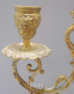 -BELLE & ANCIENNE PAIRE de BOUGEOIRS BRONZE NAPOLEON III à 3 FEUX déco D