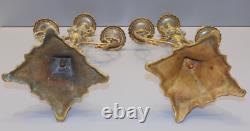 -BELLE & ANCIENNE PAIRE de BOUGEOIRS BRONZE NAPOLEON III à 3 FEUX déco D