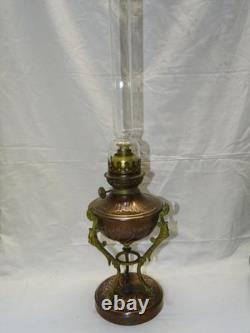 -BELLE LAMPE A PETROLE NAPOLEON III NIII EN CUIVRE et BRONZE VERRE ANCIEN D