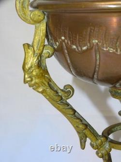 -BELLE LAMPE A PETROLE NAPOLEON III NIII EN CUIVRE et BRONZE VERRE ANCIEN D