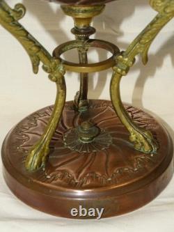 -BELLE LAMPE A PETROLE NAPOLEON III NIII EN CUIVRE et BRONZE VERRE ANCIEN D