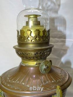 -BELLE LAMPE A PETROLE NAPOLEON III NIII EN CUIVRE et BRONZE VERRE ANCIEN D