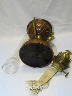 -BELLE LAMPE A PETROLE NAPOLEON III NIII EN CUIVRE et BRONZE VERRE ANCIEN D
