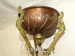 -BELLE LAMPE A PETROLE NAPOLEON III NIII EN CUIVRE et BRONZE VERRE ANCIEN D