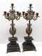 - Belle Paire De Bougeoirs Candelabres 5 Feux Napoleon Iii Bronze Marbre Noir D