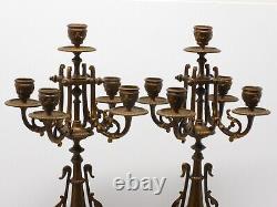 - BELLE PAIRE de BOUGEOIRS CANDELABRES 5 FEUX NAPOLEON III BRONZE MARBRE NOIR D