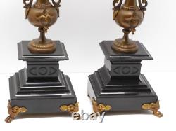 - BELLE PAIRE de BOUGEOIRS CANDELABRES 5 FEUX NAPOLEON III BRONZE MARBRE NOIR D