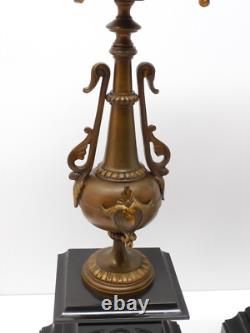 - BELLE PAIRE de BOUGEOIRS CANDELABRES 5 FEUX NAPOLEON III BRONZE MARBRE NOIR D
