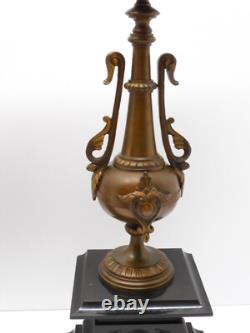 - BELLE PAIRE de BOUGEOIRS CANDELABRES 5 FEUX NAPOLEON III BRONZE MARBRE NOIR D