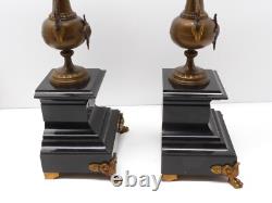 - BELLE PAIRE de BOUGEOIRS CANDELABRES 5 FEUX NAPOLEON III BRONZE MARBRE NOIR D