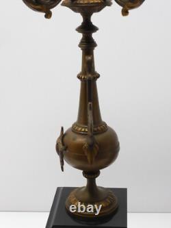- BELLE PAIRE de BOUGEOIRS CANDELABRES 5 FEUX NAPOLEON III BRONZE MARBRE NOIR D