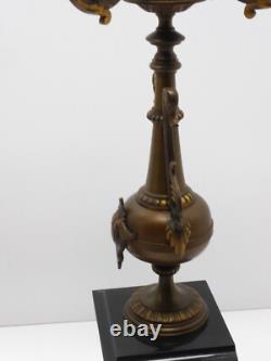 - BELLE PAIRE de BOUGEOIRS CANDELABRES 5 FEUX NAPOLEON III BRONZE MARBRE NOIR D