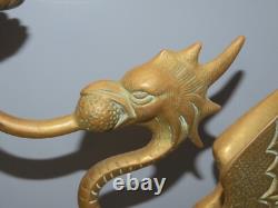 -BELLE PAIRE de BOUGEOIRS DRAGONS AILES BRONZE NAPOLEON III NIII déco Bougie D