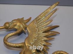 -BELLE PAIRE de BOUGEOIRS DRAGONS AILES BRONZE NAPOLEON III NIII déco Bougie D