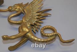 -BELLE PAIRE de BOUGEOIRS DRAGONS AILES BRONZE NAPOLEON III NIII déco Bougie D