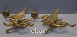 -BELLE PAIRE de BOUGEOIRS DRAGONS AILES BRONZE NAPOLEON III NIII déco Bougie D