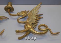-BELLE PAIRE de BOUGEOIRS DRAGONS AILES BRONZE NAPOLEON III NIII déco Bougie D
