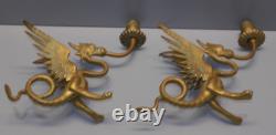 -BELLE PAIRE de BOUGEOIRS DRAGONS AILES BRONZE NAPOLEON III NIII déco Bougie D