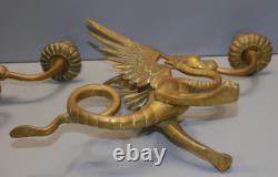 -BELLE PAIRE de BOUGEOIRS DRAGONS AILES BRONZE NAPOLEON III NIII déco Bougie D