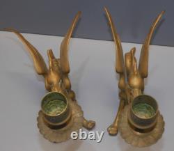 -BELLE PAIRE de BOUGEOIRS DRAGONS AILES BRONZE NAPOLEON III NIII déco Bougie D