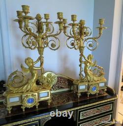 BEURDELEY Paire de Candelabres en Bronze époque Napoléon III 53 cm parfait état