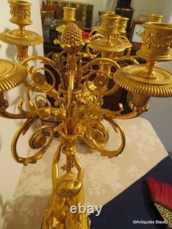 BEURDELEY Paire de Candelabres en Bronze époque Napoléon III 53 cm parfait état