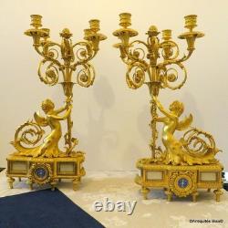 BEURDELEY Paire de Candelabres en Bronze époque Napoléon III 53 cm parfait état