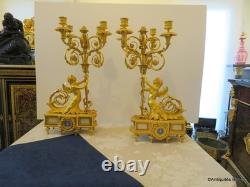 BEURDELEY Paire de Candelabres en Bronze époque Napoléon III 53 cm parfait état