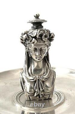 Baguier En Bronze Argenté Buste De Femme Napoléon III