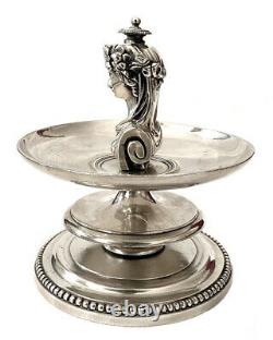 Baguier En Bronze Argenté Buste De Femme Napoléon III