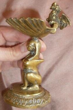 Baguier Napoléon III bronze Sphinge coiffe pharaon Coquille St Jacques & Dragon