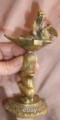 Baguier Napoléon III bronze Sphinge coiffe pharaon Coquille St Jacques & Dragon