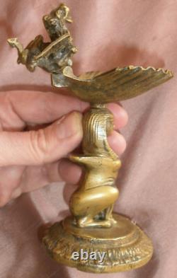 Baguier Napoléon III bronze Sphinge coiffe pharaon Coquille St Jacques & Dragon