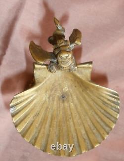 Baguier Napoléon III bronze Sphinge coiffe pharaon Coquille St Jacques & Dragon