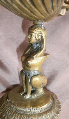 Baguier Napoléon III bronze Sphinge coiffe pharaon Coquille St Jacques & Dragon