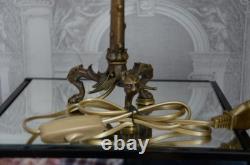Barbedienne-cahieux Pied De Lampe En Bronze Aux Tetes De Lionnes Napoleon III